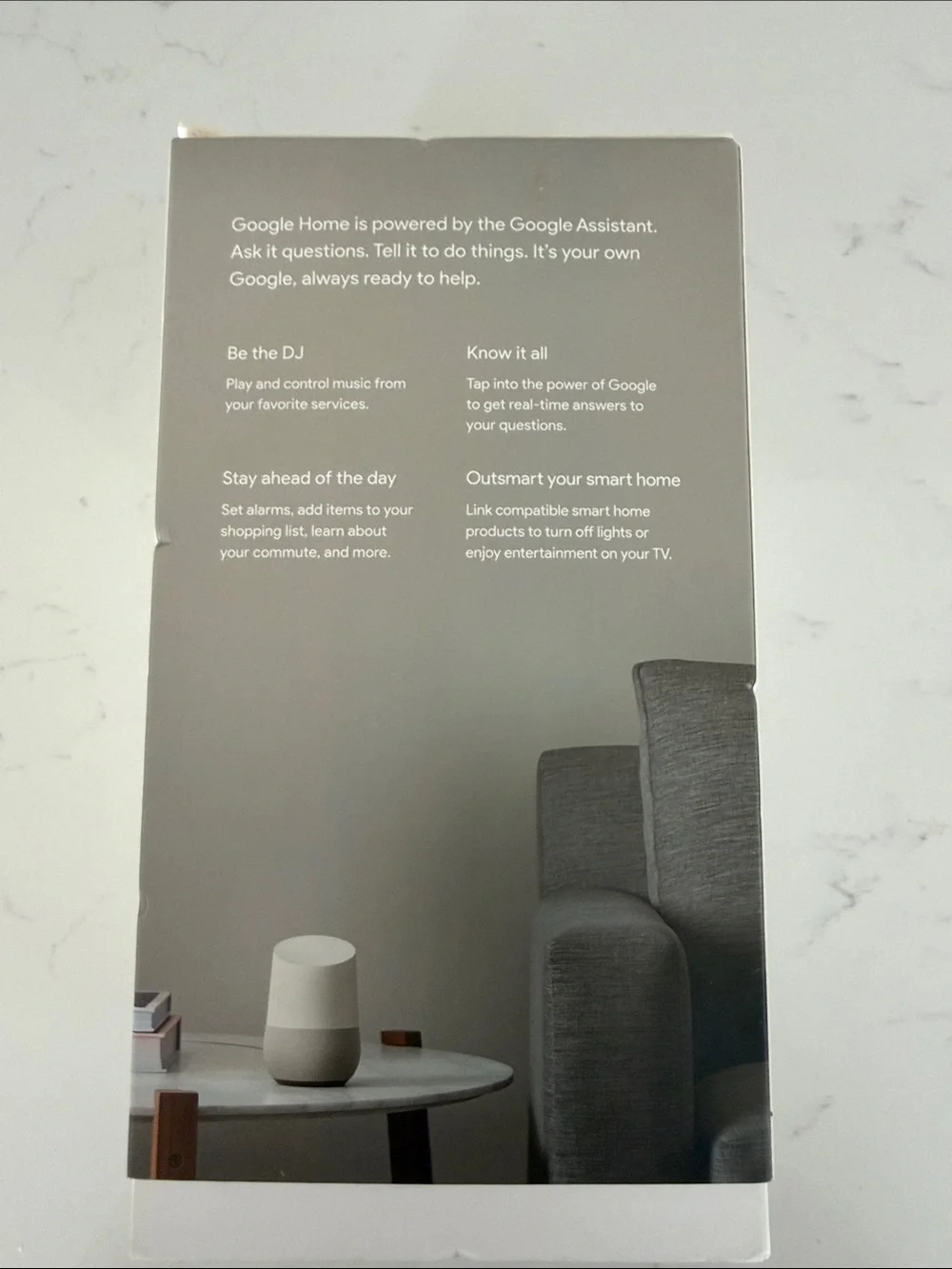 google Home Smart Speaker in White and Gray